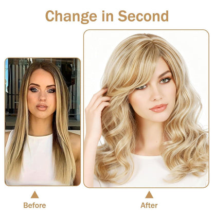 Lange Blonde Lockenperücke mit Pony – Damen Perücke für Cosplay