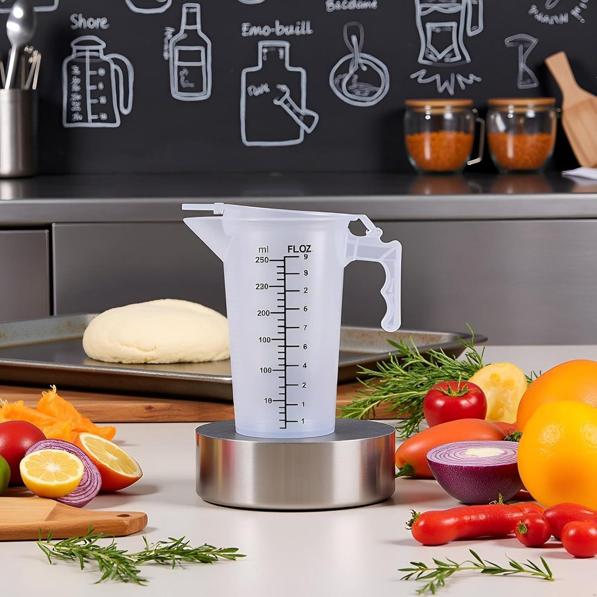 Transparenter Messbecher 250ml mit Deckel – Küchenhelfer zum Backen