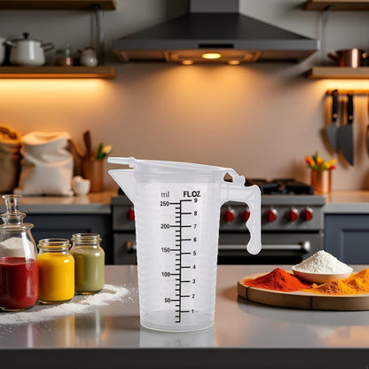 Transparenter Messbecher 250ml mit Deckel – Küchenhelfer zum Backen
