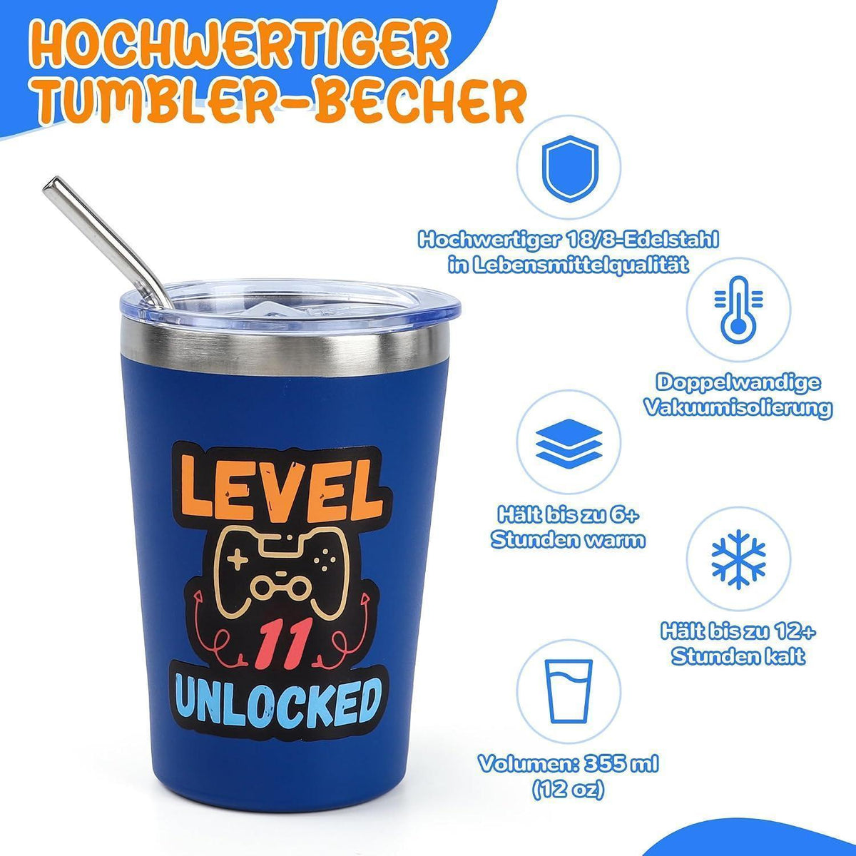 Gamer Geschenkset 11 Jahre | Geburtstagsgeschenk Junge mit Becher & Kissen