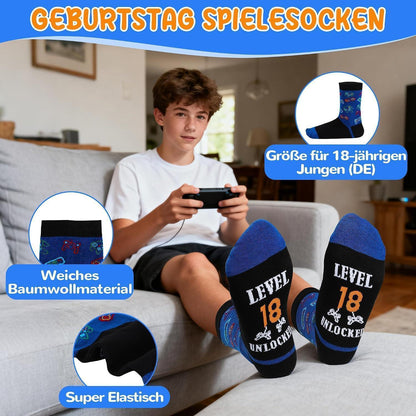 Gamer Geschenkset 18. Geburtstag | Kissen, Becher & Socken