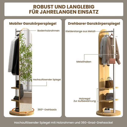 360° Ganzkörperspiegel mit Garderobe & Ablagen