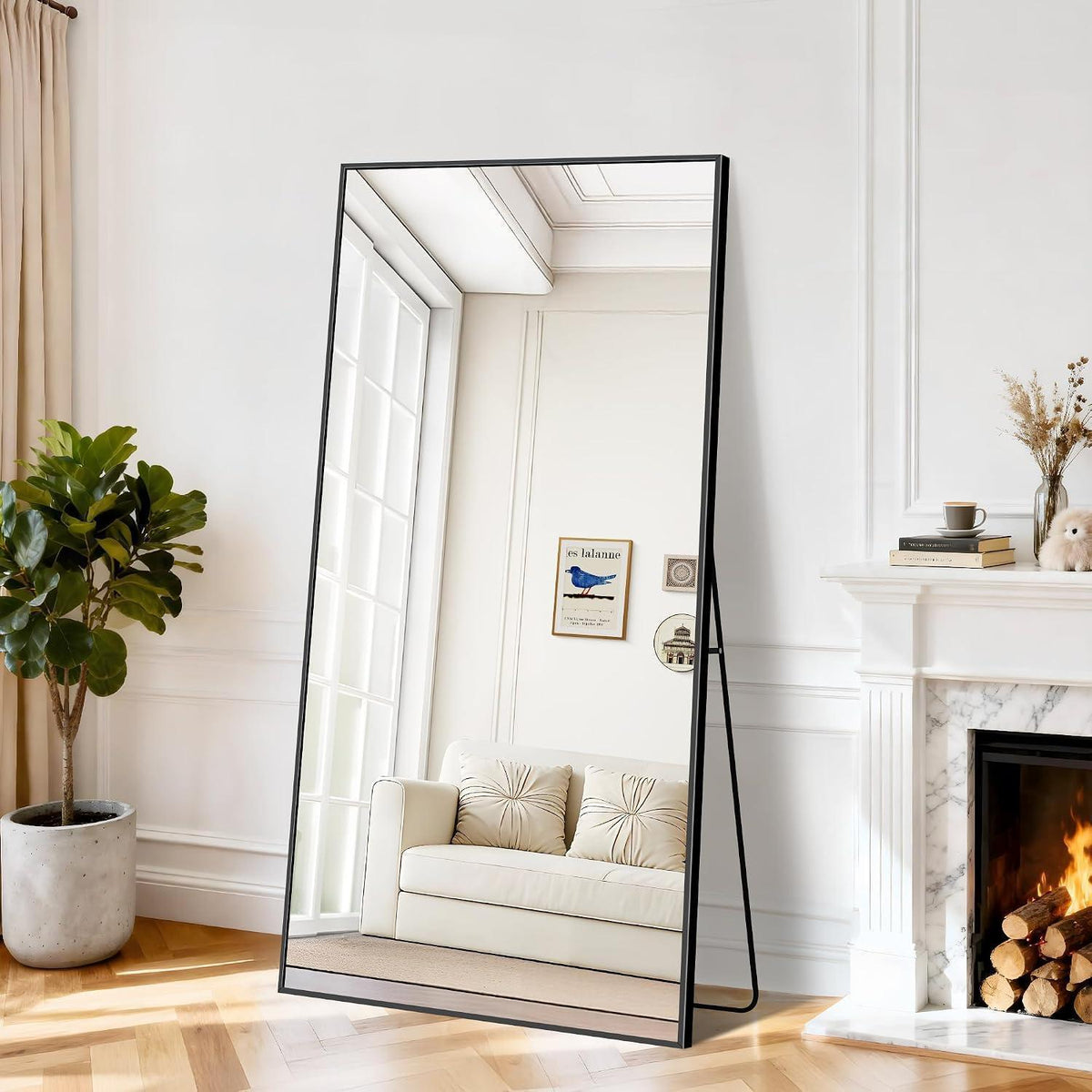 Großer Ganzkörperspiegel 180x86cm mit Aluminiumrahmen – Stehend & Wandmontage