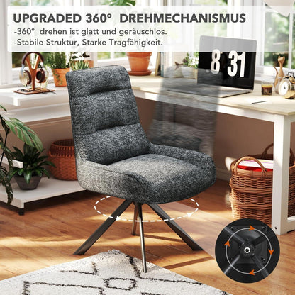 Drehbarer Esszimmerstuhl Set, Dunkelgrau - Chenille Polsterstuhl 2er Set