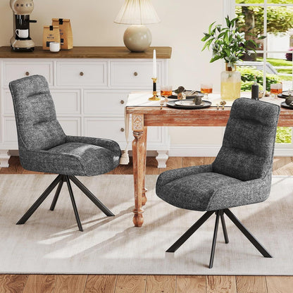 Drehbarer Esszimmerstuhl Set, Dunkelgrau - Chenille Polsterstuhl 2er Set