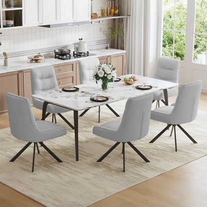 Drehstuhl Esszimmer Set 6er – Chenille Polsterstuhl 360° Drehbar