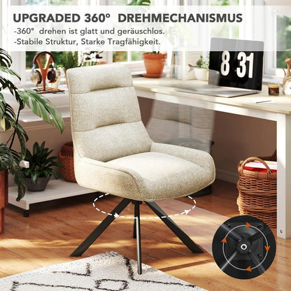 Drehbarer Esszimmerstuhl Set, Chenille, Beige - 4er Pack