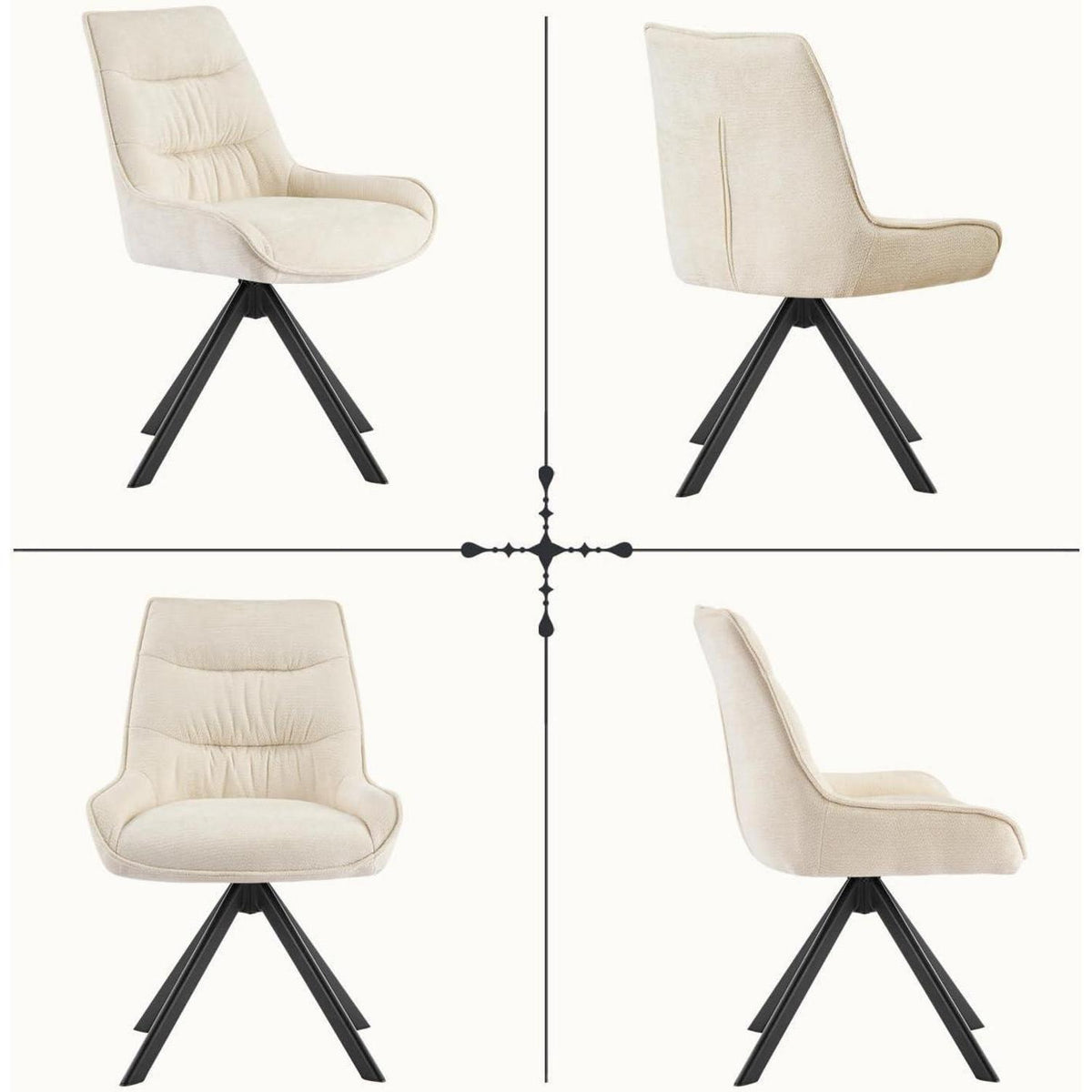 Drehstuhl Esszimmer 6er Set – Chenille Esszimmerstühle Beige