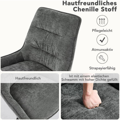 Drehstuhl Esszimmer 6er Set – Chenille Polsterstuhl 360° drehbar