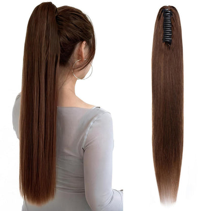 Echthaar Pferdeschwanz mit Klammer – Schokoladenbraun 35cm