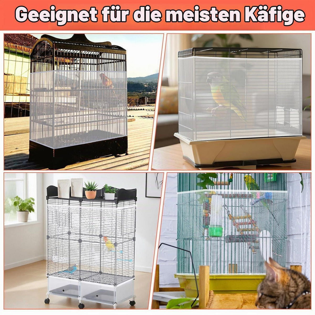 Große Vogelkäfig Abdeckung mit Samenfänger, verstellbar
