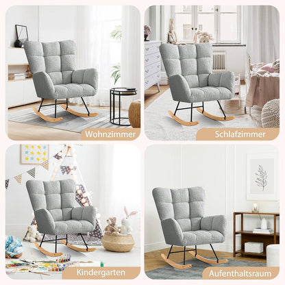Schaukelstuhl 2er Set Grau – Bequemer Lesesessel für Wohnzimmer & Babyzimmer