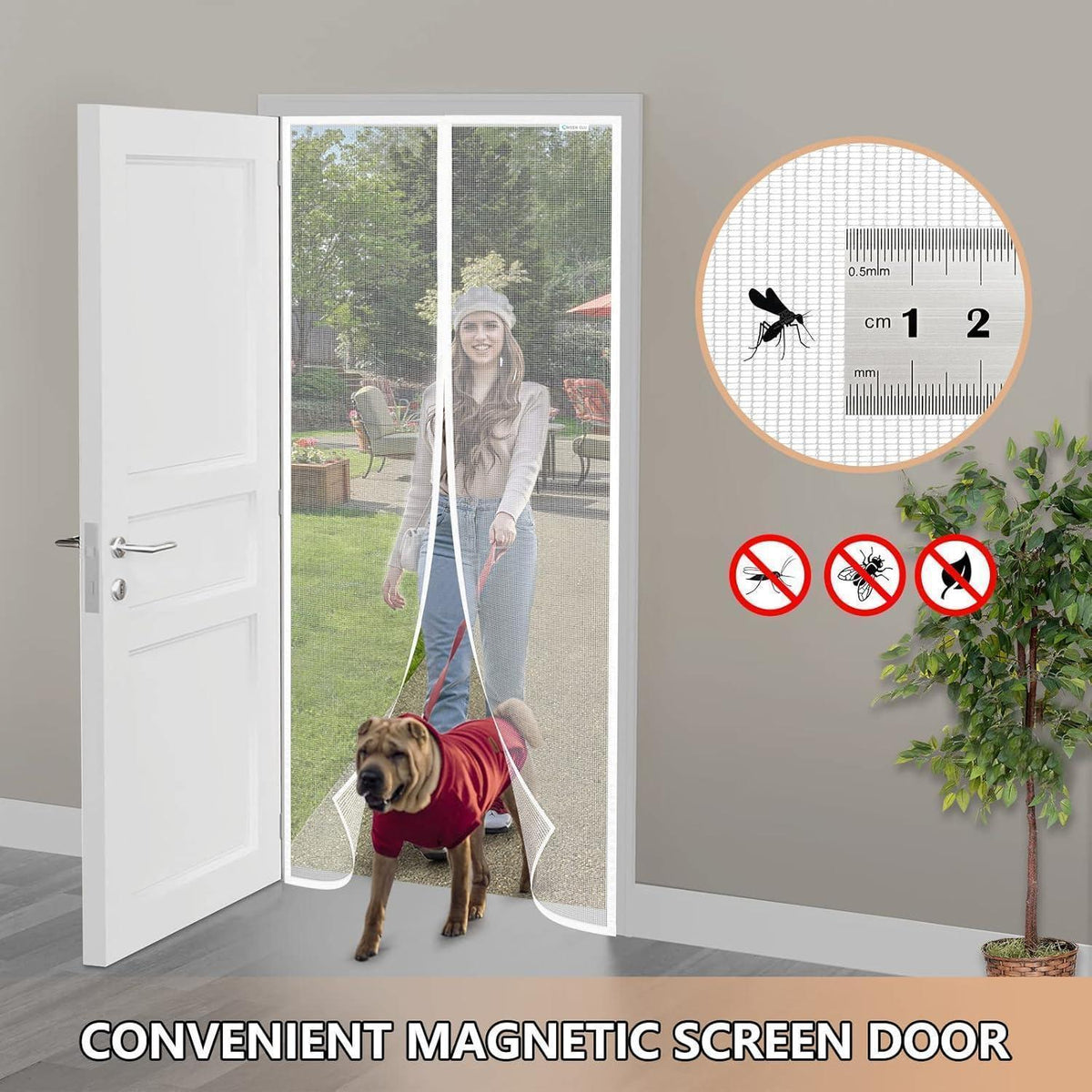 Fliegengitter Tür 85x195 cm – Magnet, Bohrenfrei & Haustierfreundlich
