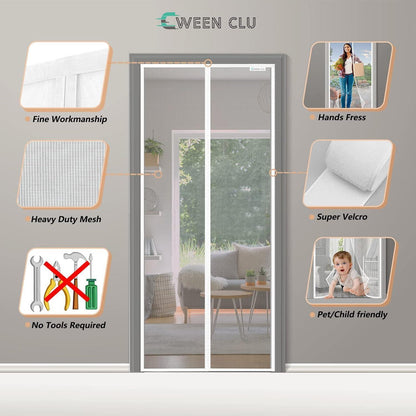 Fliegengitter Tür 85x195 cm – Magnet, Bohrenfrei & Haustierfreundlich