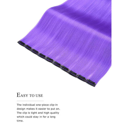 10x Clip-in Haarverlängerung Bunt 50cm Party Cosplay Lila