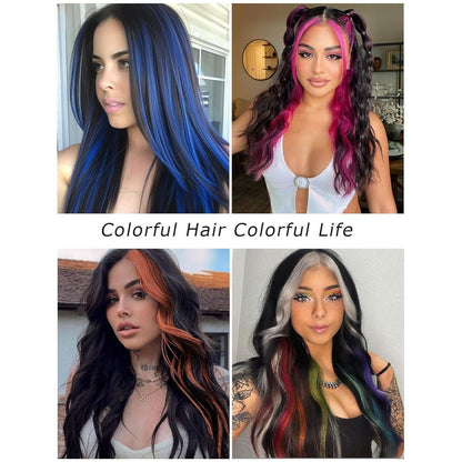 10x Clip-in Haarverlängerung Bunt 50cm Party Cosplay Lila