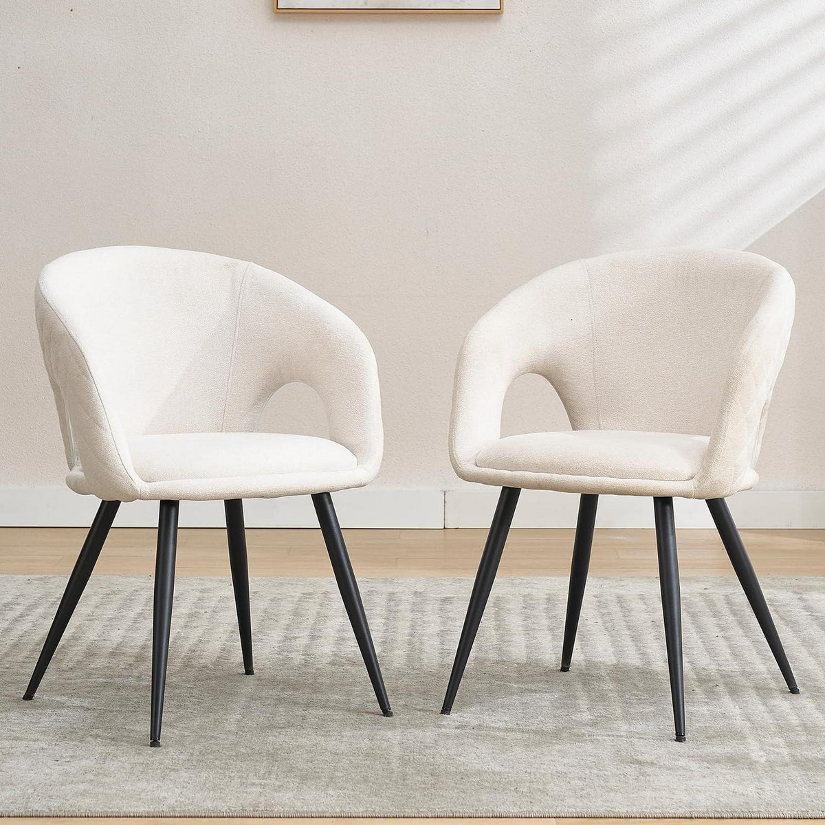 Esszimmerstühle 2er Set, Beige, Stepp-Design & Durchbrochene Rückenlehne