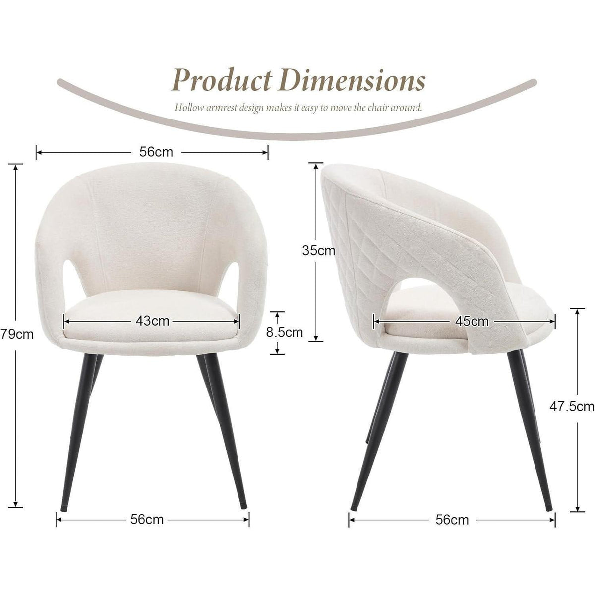 Esszimmerstühle 2er Set, Beige, Stepp-Design & Durchbrochene Rückenlehne