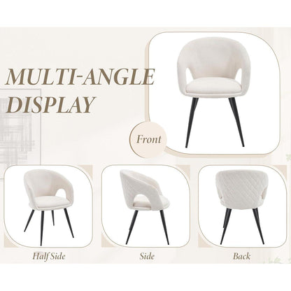 Esszimmerstühle 2er Set, Beige, Stepp-Design & Durchbrochene Rückenlehne