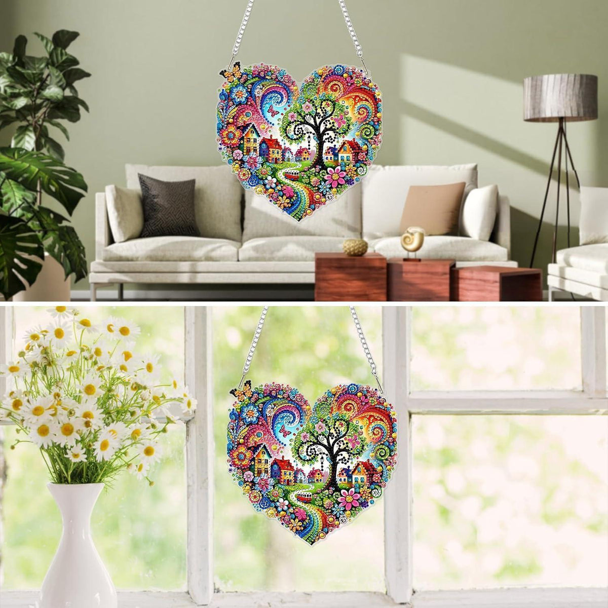 Diamant Painting Dorf Schmetterling DIY Set mit Kette 20x20cm