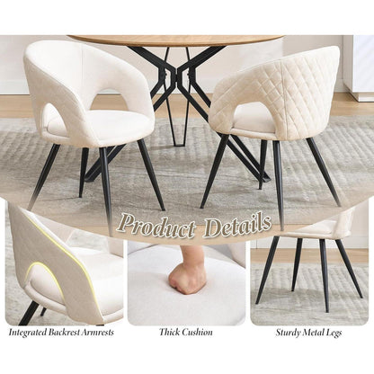 Esszimmerstühle Set 4er – Beige, Stepp-Design & Metallbeine