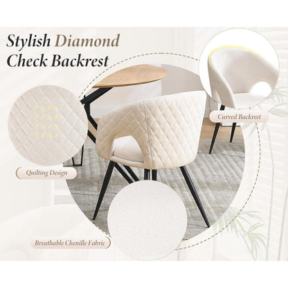 Esszimmerstühle Set 4er – Beige, Stepp-Design & Metallbeine