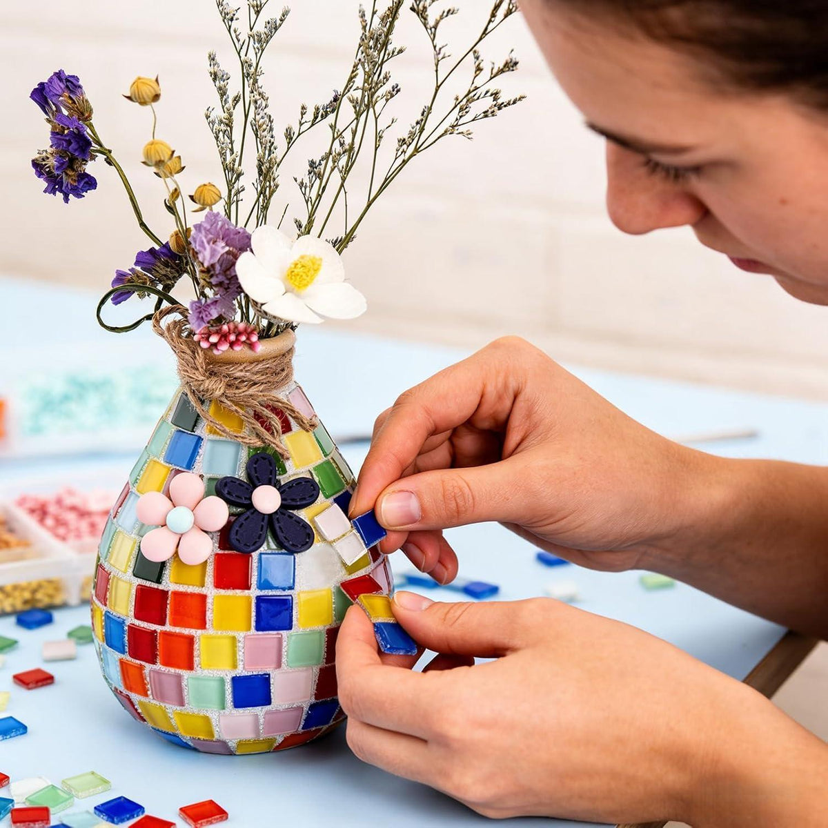 DIY Vasenmosaik Set – Kreatives Basteln für Kinder & Erwachsene
