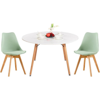 Esstisch Set 120cm Holz & Eiscreme-Grün Stühle