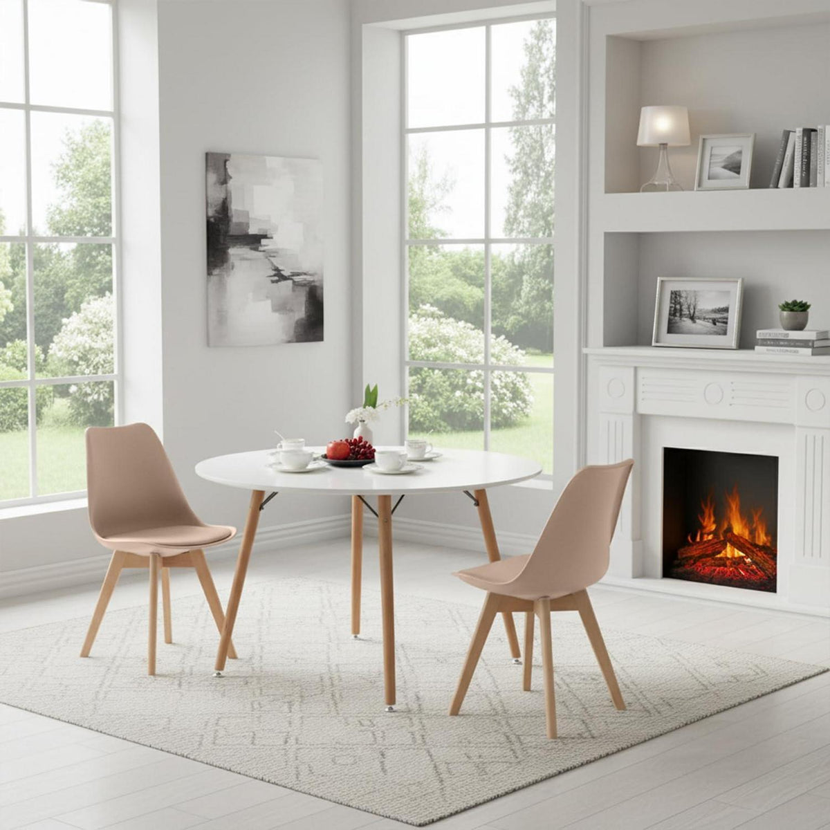 Esstisch Set 120cm mit 2 skandinavischen Stühlen