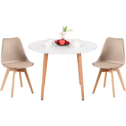 Esstisch Set 100cm Holztisch mit 2 Khaki Stühlen