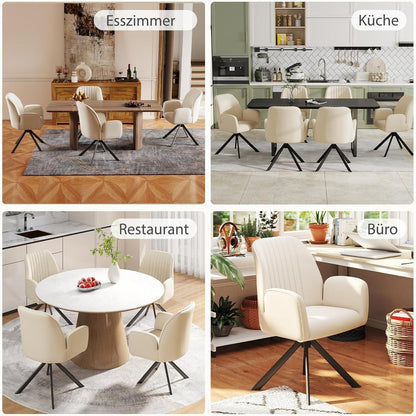 2er Set Drehbar Esszimmerstühle mit Armlehne, Beige