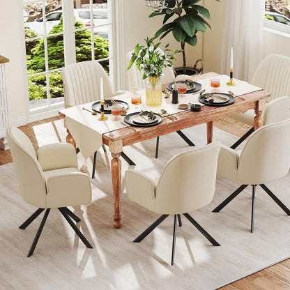 2er Set Drehbar Esszimmerstühle mit Armlehne, Beige