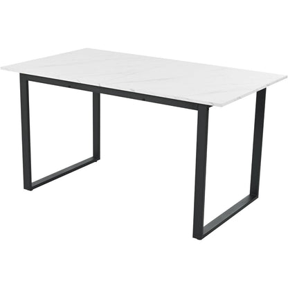 Ausziehbarer Esstisch Weiß 140-180 cm mit Metallgestell