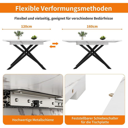 Ausziehbarer Esstisch Weiß 120-160cm – Modern & Stabil