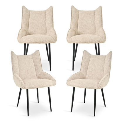 Moderner Esszimmerstuhl Set Creme – Samt, verstellbare Füße
