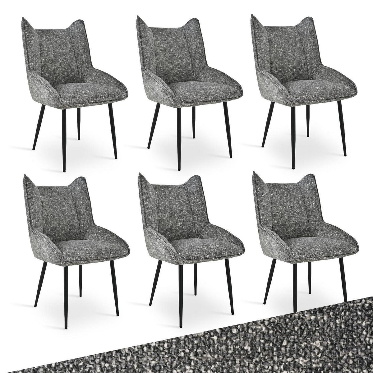Esszimmerstühle 6er Set Schwarz-Weiß, Samt & Taschenfederkern