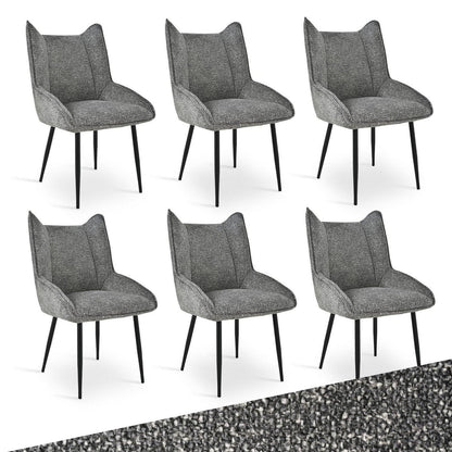 Esszimmerstühle 6er Set Schwarz-Weiß, Samt & Taschenfederkern