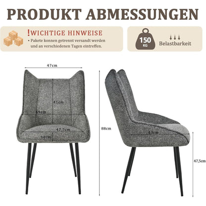 Moderner Esszimmerstuhl 2er Set Schwarz-Weiß mit Samtbezug