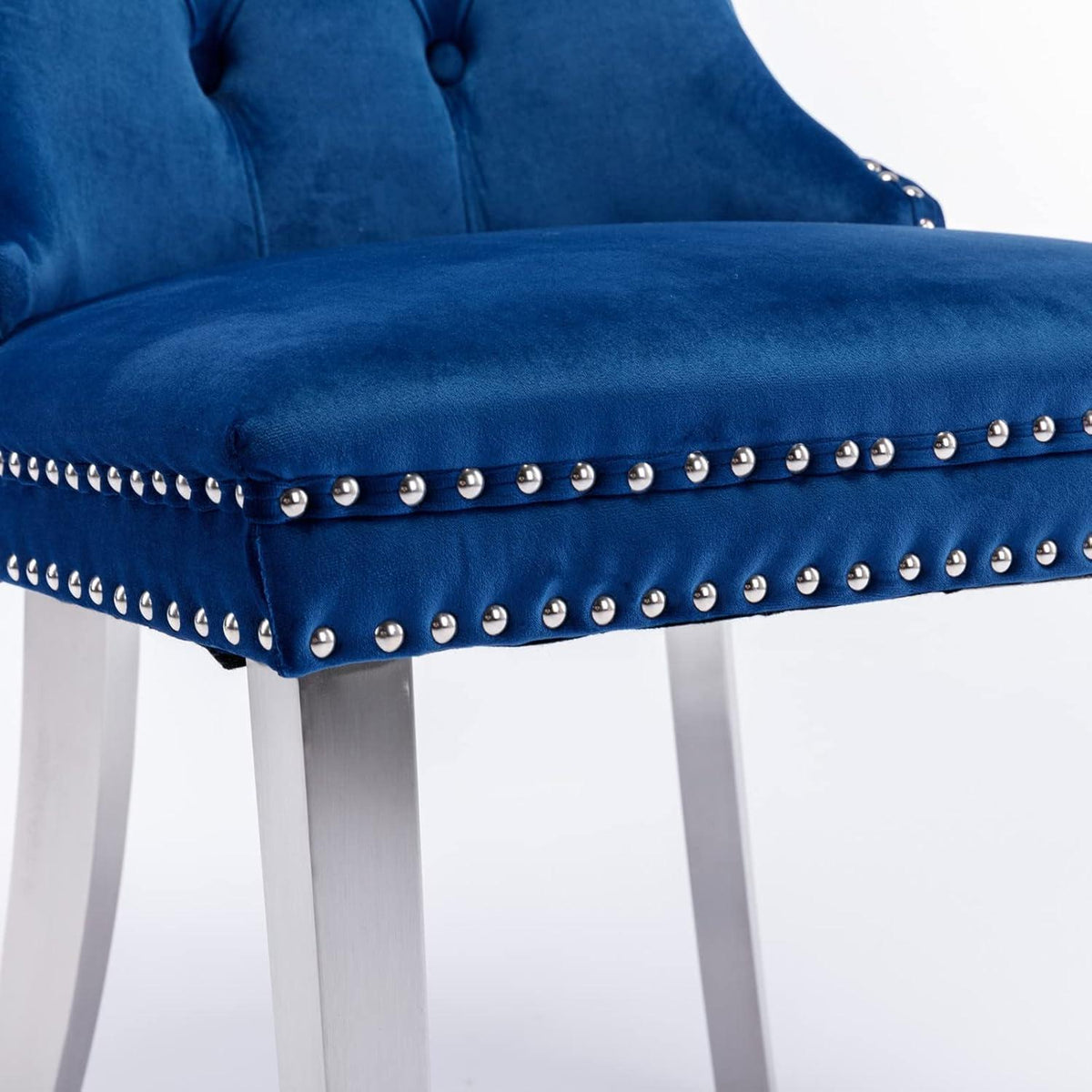 Esszimmerstühle Set 4 Blau & Chrom, Gepolstert & Stabil