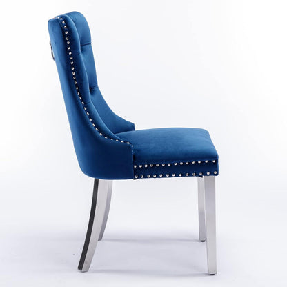 Esszimmerstühle Set 4 Blau & Chrom, Gepolstert & Stabil
