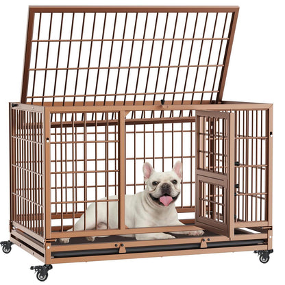 Faltbarer Hundekäfig mit 3 Türen – Braun, 82x52x56 cm