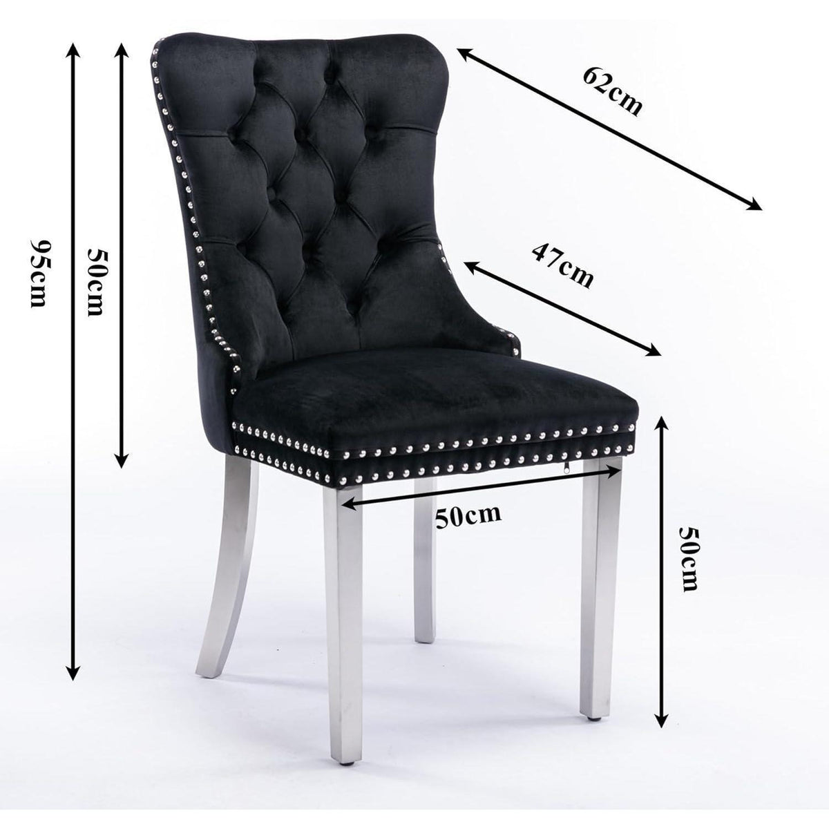 Esszimmerstühle Set 4er – Samt, Gepolstert, Schwarz & Chrom