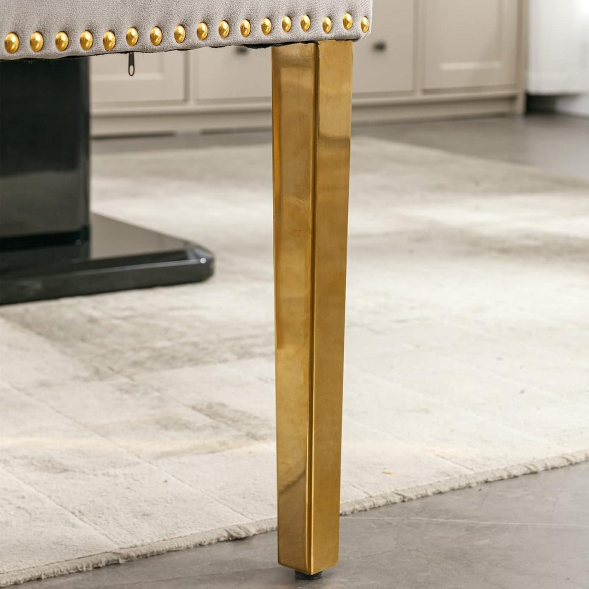 Esszimmerstühle 6er Set Grau & Gold, Samt, Hohe Rückenlehne