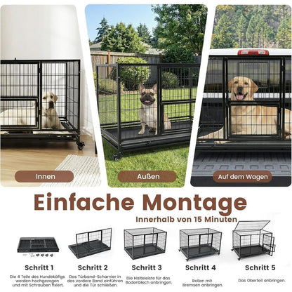 Faltbarer Hundekäfig mit 3 Türen – 82x52x56 cm