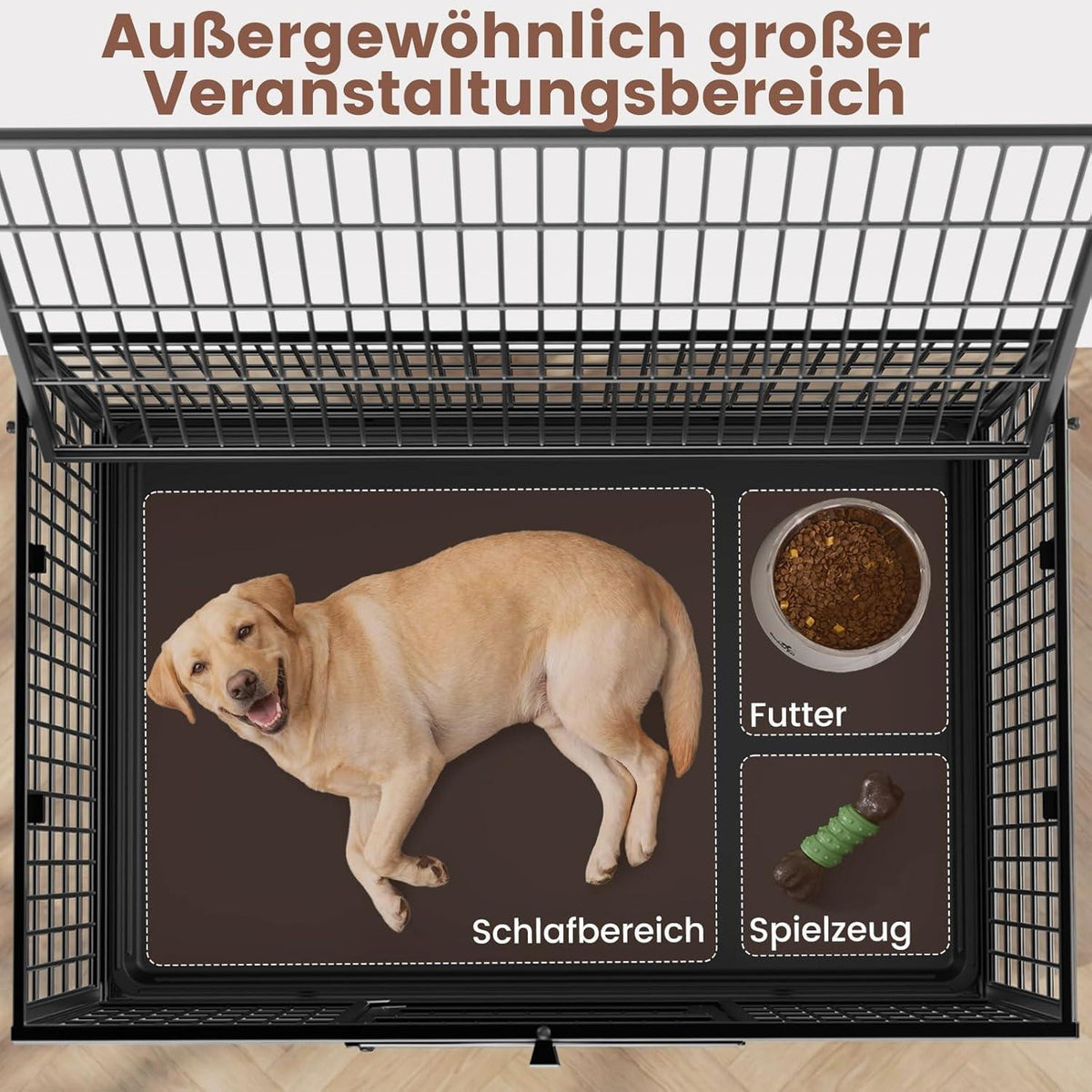 Faltbarer Hundekäfig mit 3 Türen – 82x52x56 cm