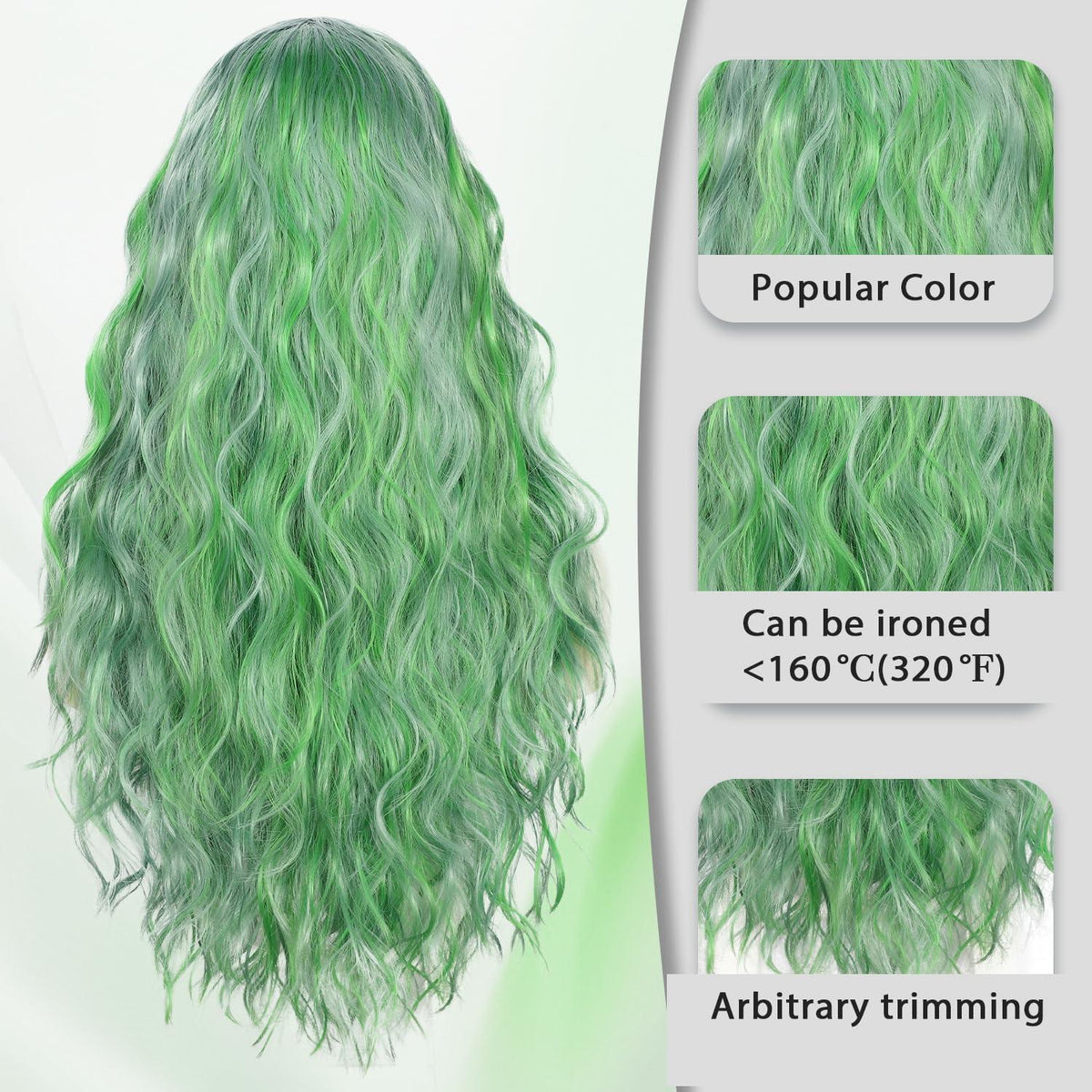 Grüne Wellige Lace Front Perücke – 24 Zoll Synthetik Perücke