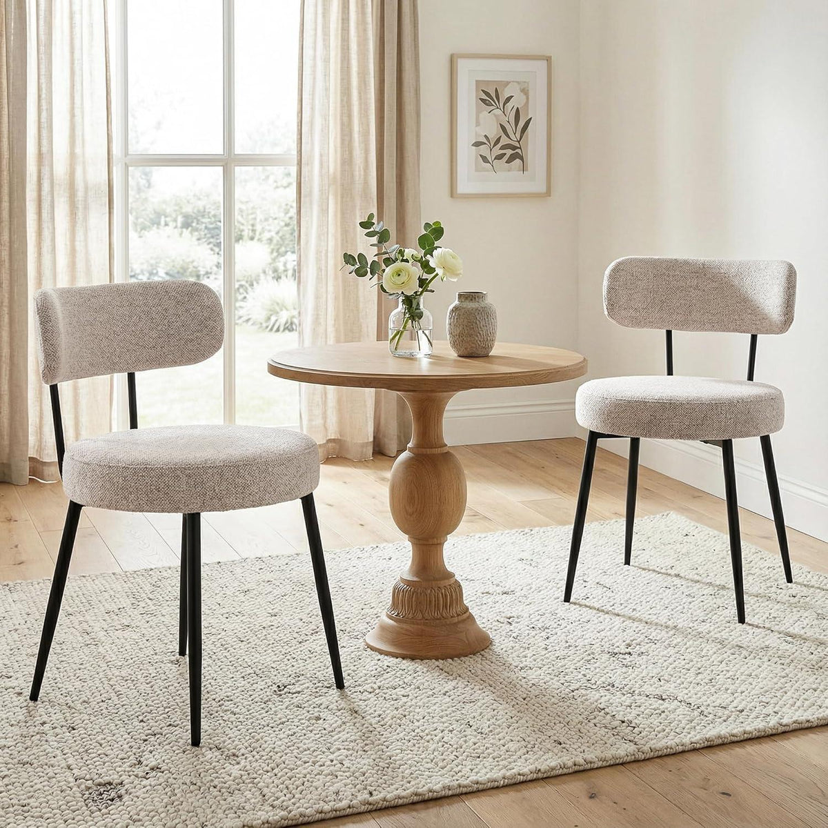 Esszimmerstühle 6er Set Bouclé Braun | Gepolsterte Küchenstühle Modern