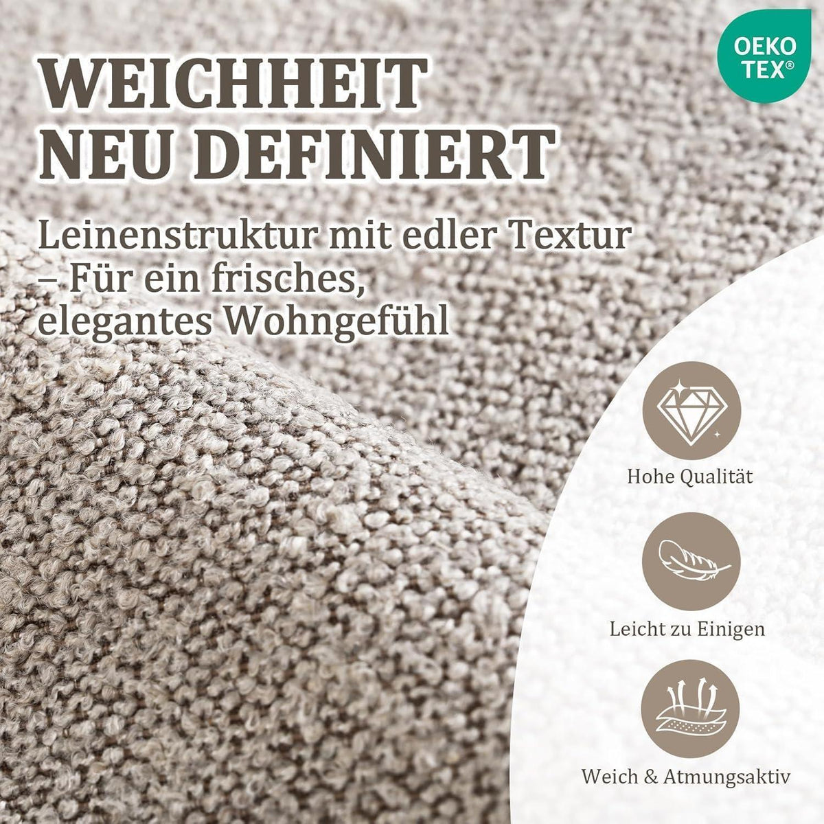 Esszimmerstühle 4er Set Bouclé Braun – Gepolsterte Küchenstühle