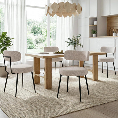 Esszimmerstühle 4er Set Bouclé Braun – Gepolsterte Küchenstühle