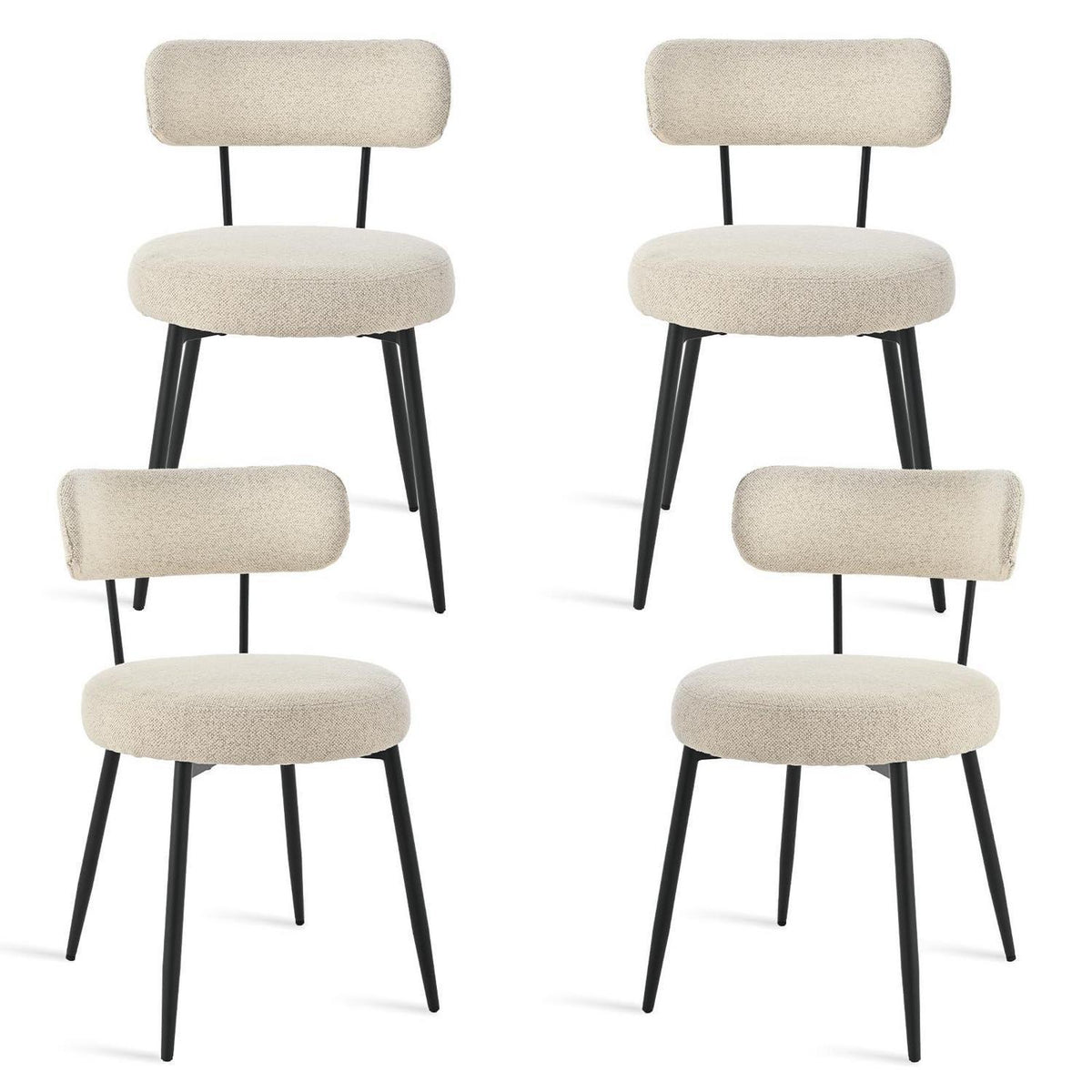 Esszimmerstühle 4er Set Bouclé Beige – Gepolsterte Küchenstühle